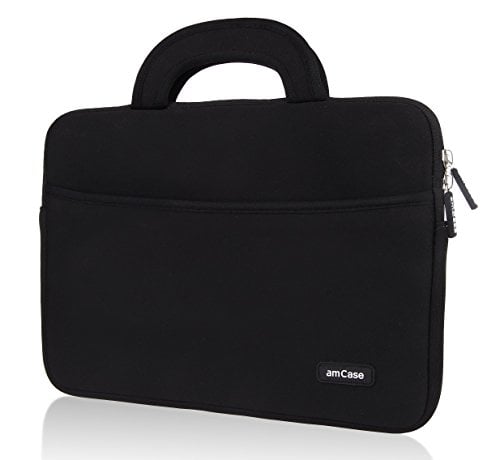 Book Cover amCase Chromebook Case-11.6 to 12 inch Neoprene Travel Sleeve with Handle-Black