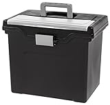 IRIS Portable Letter Size File Box w/Organizer Lid, Black