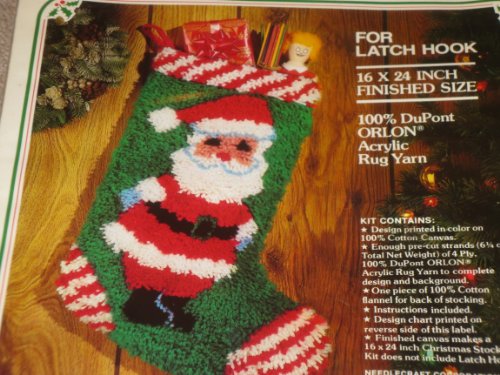 WonderArt Christmas Stocking Latch Hook Kit ... 16" x 24" Finished Size ... 100% DuPont Orlon Acrylic Rug Yarn