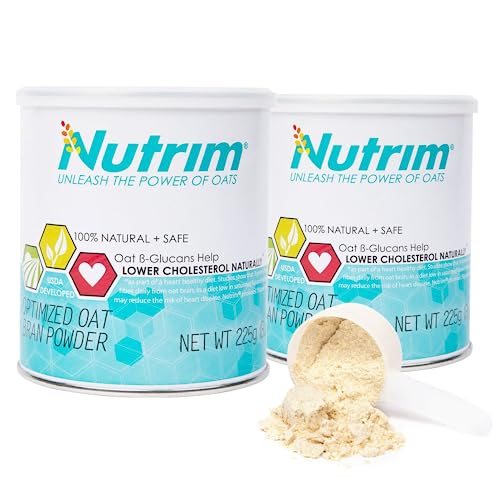 Nutrim Oat Bran Powder with 750mg Beta Glucan per Serving - Easy-Mix Soluble Fiber for Cholesterol Management & Immune Support - Heart Healthy, Non-GMO & Vegan Oatmeal Powder