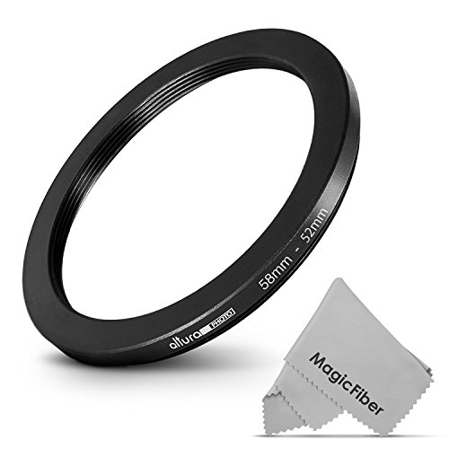 Altura Photo 58-52MM Step-Down Ring Adapter (58MM Lens to 52MM Filter or Accessory) + Premium MagicFiber Lens Cleaning Cloth