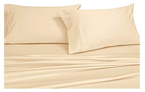 Book Cover Royal Hotel Bedding Split-King: Adjustable King Bed Sheets 5PC Solid Ivory 100% Cotton 600-Thread-Count, Deep Pocket