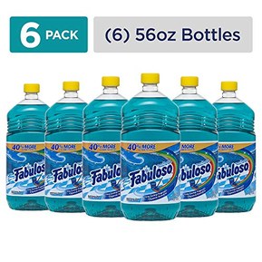 FABULOSO All Purpose Cleaner, Ocean Paradise, Bathroom Cleaner, Toilet Cleaner, Floor Cleaner, Shower and Glass Cleaner, Mop Cleanser, Kitchen Pots and Pans Degreaser, 56 Fluid Ounce (Pack of 6) (153042)