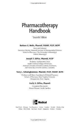 Pharmacotherapy Handbook by Wells, Barbara, DiPiro, Joseph, Schwinghammer, Terry, DiPiro. (McGraw-Hill Medical,2008) [Paperback] 7th Edition