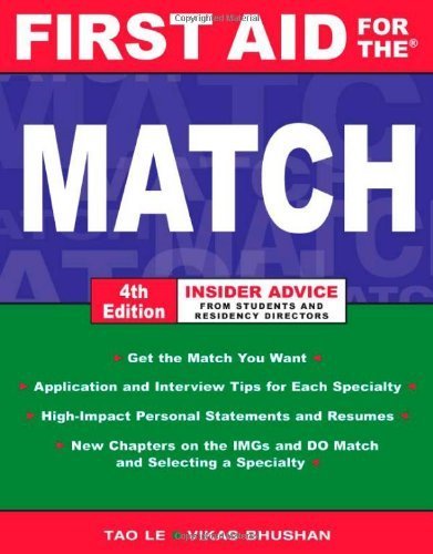 First Aid for the Match by Le,Tao, Bhushan,Vikas. (McGraw-Hill Medical,2006) [Paperback] 4th Edition