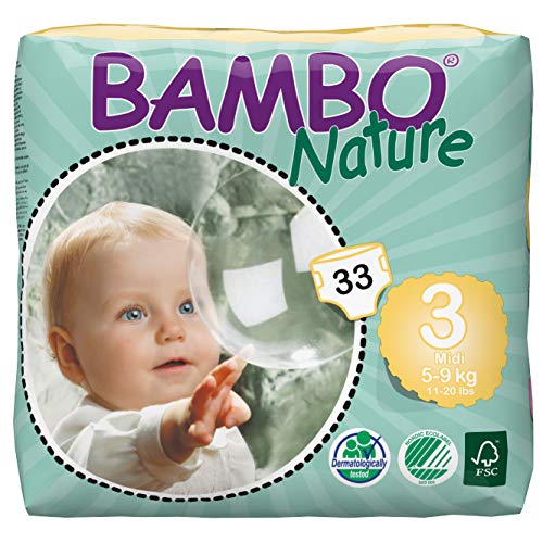 Book Cover Bambo Nature Eco Friendly Baby Diapers Classic for Sensitive Skin, Size 3 (11-20 Lbs), 33 Count