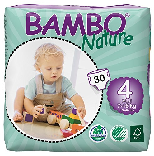 Book Cover Bambo Nature Eco Friendly Baby Diapers Classic for Sensitive Skin, Size 4 (15-40 lbs), 30 Count