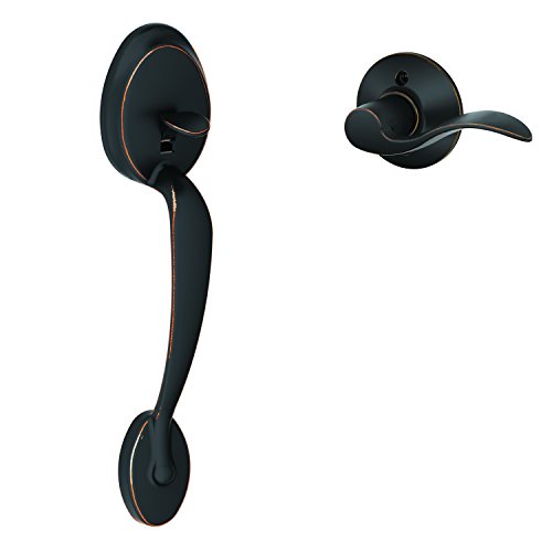 Schlage FE285PLY716ACCRH Aged Bronze Plymouth Right Handed Front Entry Handleset with an Accent Lever from The Plymouth Collection FE285-PLY-ACC-RH
