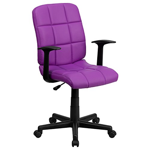 Book Cover Flash Furniture Mid-Back Purple Quilted Vinyl Swivel Task Office Chair with Arms