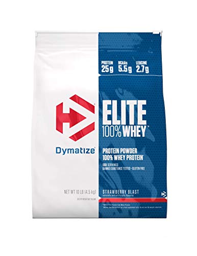 Dymatize Elite 100% Whey Protein Powder, Gourmet Strawberry Blast, 10 lbs