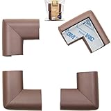 Roving Cove | Corner Protector | Baby Proofing Table Corner Bumper Guard | Child Safety Furniture Fireplace Corner Edge Guards | Soft Foam | Safe Corner Cushion | Pre-Taped | 4-pcs Coffee (Brown)
