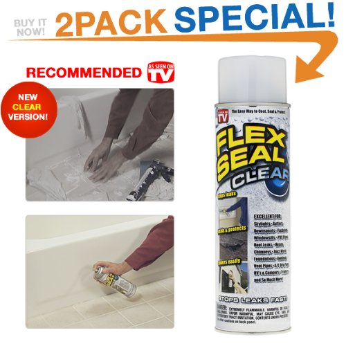 Flex Seal 10-Ounce As Seen on TV Liquid Rubber Sealant in a Can, Clear (2 Pack Special)