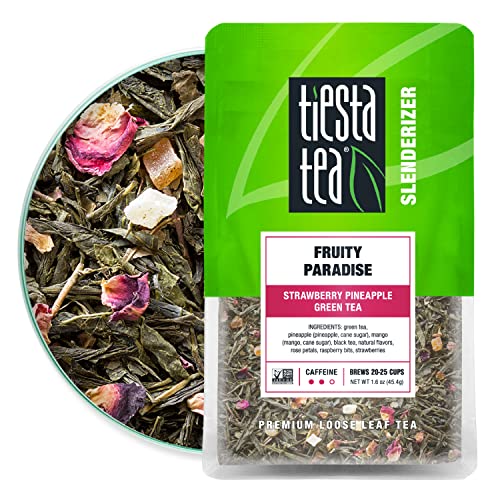 Tiesta Tea - Fruity Paradise, Loose Leaf Strawberry Pineapple Green Tea, Medium Caffeine, Hot & Iced Tea, 1.6 oz Pouch - 25 Cups, Green Tea Loose Leaf