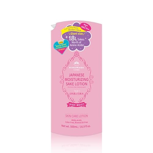 Kikumasamune 2-in-1 Face Toner + Full Body Lotion for Women, Natural Body Lotion for Dry Skin with Rice Extract, Amino Acids, Ceramides& Protein, Japanese Skin Care Lotion, HIGH MOIST, 16.9 Fl Oz