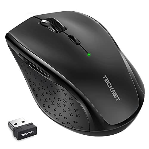 TECKNET Classic 2.4G Portable Optical Wireless Mouse with USB Nano Receiver for Notebook,PC,Laptop,Computer,6 Buttons,30 Months Battery Life,4800 DPI,6 Adjustment Levels (Black)