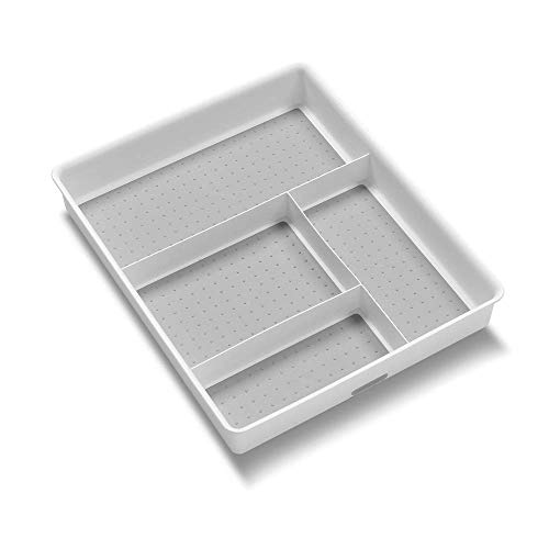 Book Cover madesmart - 15222 Basic Gadget Tray Organizer - White | BASIC COLLECTION | 4-Compartments | Multi-Purpose Storage | Non-slip Lining | Easy to Clean | Durable | BPA-Free