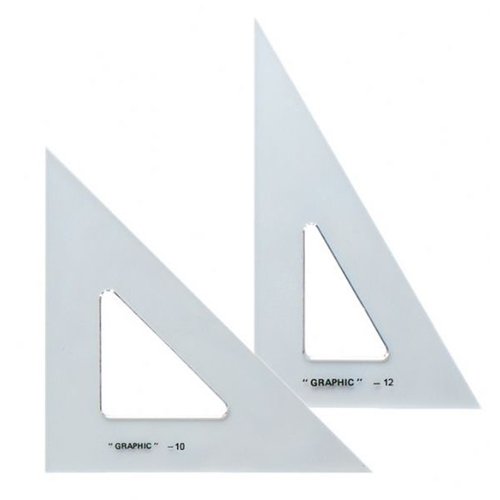 ALVIN - Transparent Triangle Set, Economical Drafting Tool, Multipurpose for Design, Engineering, and Architecture, Great for Machining and Woodworking - Set of 2-10" and 12" Triangles