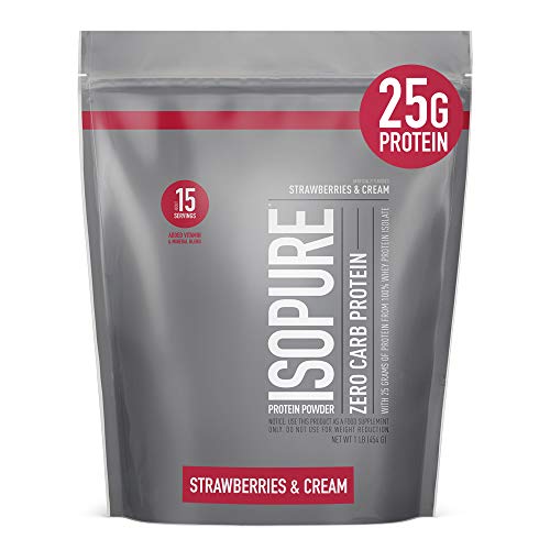 Book Cover Isopure Zero Carb Protein Powder, 100% Whey Protein Isolate, Flavor: Strawberries & Cream, 1 Pound (Packaging May Vary)