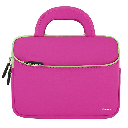 8.9-10.1 inch Tablet Sleeve, Evecase 8.9~10.1 inch Ultra-Portable Neoprene Zipper Carrying Sleeve Case Bag with Accessory Pocket - Hot Pink/Green