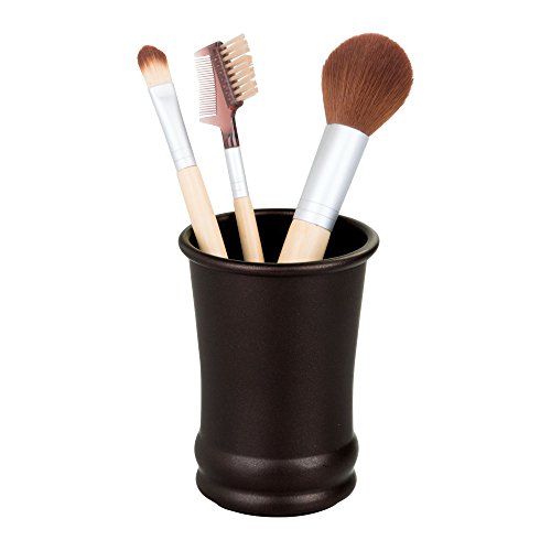 Book Cover iDesign Olivia Metal Tumbler, Makeup Brush Holder and Toothbrush Cup for Bathroom, Countertop, Desk, Dorm, College, and Vanity, Bronze
