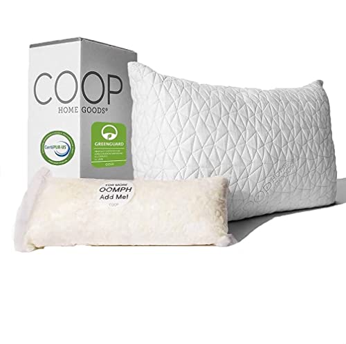 Book Cover Coop Home Goods - Premium Adjustable Loft Pillow - Cross-Cut Memory Foam Fill - Lulltra Washable Cover from Bamboo Derived Rayon - CertiPUR-US/GREENGUARD Gold Certified - King