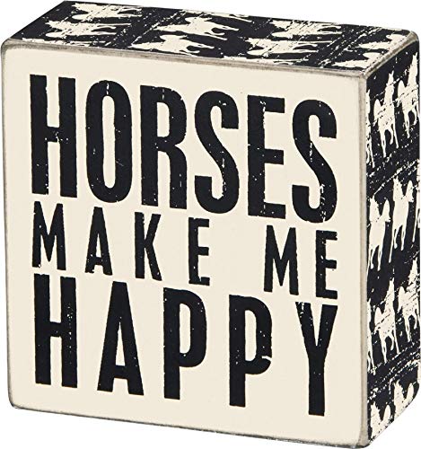 Book Cover Primitives by Kathy Square Box Sign, 4-Inch, Horses