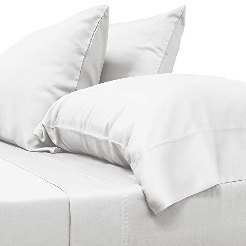 Book Cover Cariloha Classic Bamboo Sheets by 4 Piece Bed Sheet Set - Softest Bed Sheets and Pillowcases - 100% Viscose from Bamboo - Stronger and Softer than Cotton (White, Super King)