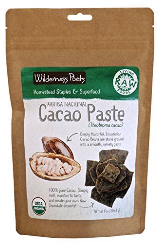 Book Cover Wilderness Poets Organic Cacao Paste - Made from Stone Ground, Raw 100% Cacao Beans (8 Ounce)