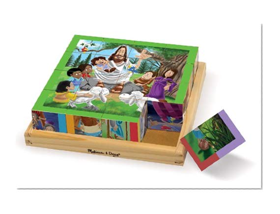 Book Cover Melissa & Doug New Testament Bible Stories Wooden Cube Puzzle - 6 Puzzles in 1 (16 pcs)