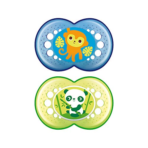 MAM Pacifiers, Baby Pacifier 6+ Months, Best Pacifier for Breastfed Babies, 'Crystal' Design Collection, Boy, 2-Count