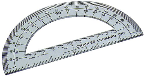 Charles Leonard 6-Inch Open Center Protractor with Ruler, Clear Plastic, 12-Count (77106)