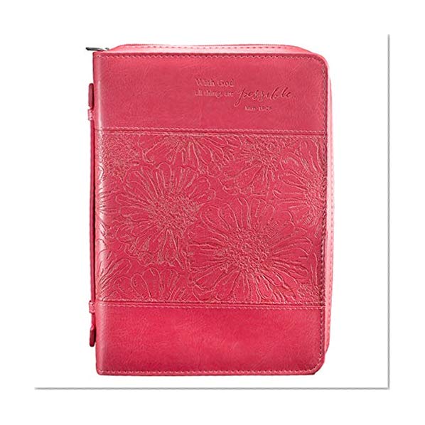 Pink "All Things Are Possible" Bible / Book Cover - Matthew 19:26 (Medium)