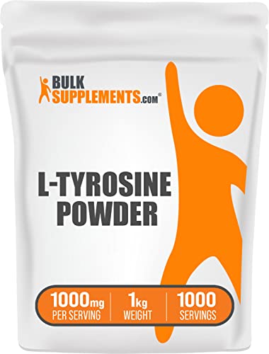 BulkSupplements.com L-Tyrosine Powder - Tyrosine Supplement - Tyrosine 1000mg - L Tyrosine Supplement Powder - Tyrosine Powder - Energy and Focus Supplement - 1000 Servings (1 Kilogram - 2.2 lbs)