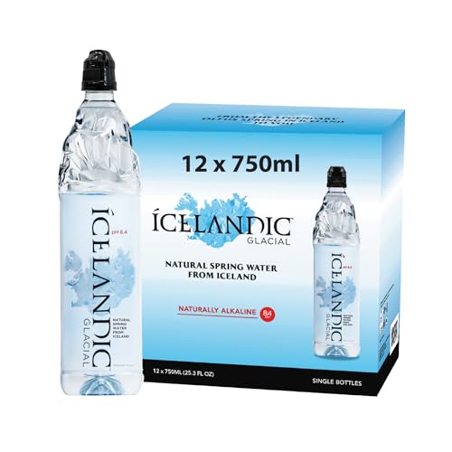 Icelandic Glacial Natural Spring Alkaline Water, 750 ml / 25.3 Fl Oz (Pack of 12)