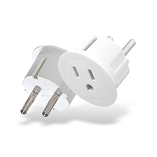 OREI American USA To European Schuko Germany Plug Adapters CE Certified Heavy Duty - 2 Pack