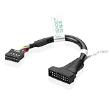 Sienoc USB 2.0 9 Pin Motherboard Female to USB 3.0 20 Pin Housing Male Cable Adapter Color Black