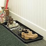 Gardener's Supply Company Large Boot Tray | Multi-Purpose All Weather Waterproof Indoor and Outdoor Shoe Mat Made with 100% Recycled Plastic | 46.5" L x 15.5" W 2" Deep - Black