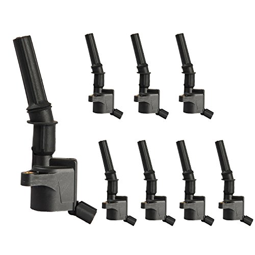 ENA Pack of 8 Curved Boot Ignition Coil compatible with Ford Lincoln Mercury 4.6L 5.4L V8 DG508 C1454 C1417 FD503 F7TU-12A366AB 1L2U12029AA I2LU-12A388-AA C1417 DG473 DG481 DG491