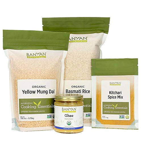 Banyan Botanicals Kitchari Kit – Organic Yellow Mung Dal, Basmati Rice, Kitchari Spice Mix & Ghee to Make Kitchari – for Ayurvedic Cleanses & Digestive Resets – Non GMO Sustainably Sourced Vegetarian