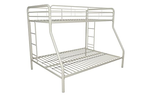 Book Cover DHP Twin-Over-Full Bunk Bed with Metal Frame and Ladder, Space-Saving Design, White