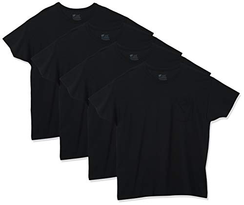 Hanes mens 4-pack Assorted Pocket T-shirt undershirts, Black, X-Large US