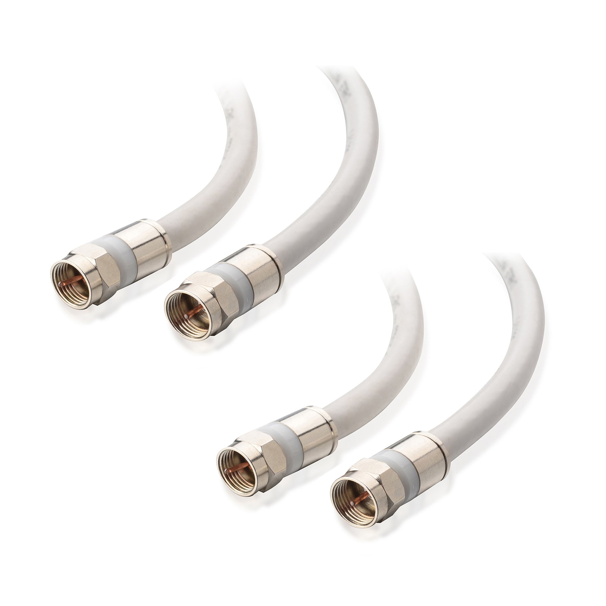 Cable Matters 2-Pack CL2 in-Wall Rated (CM) Quad Shielded Coaxial Cable (RG6 Cable, Coax Cable) in White 50 Feet 50 ft White 2