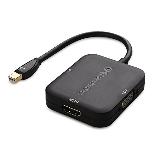 Cable Matters Mini DisplayPort to HDMI Adapter with VGA and DVI 3-in-1 Adapter in Black - Thunderbolt and Thunderbolt 2 Port Compatible - Supporting 4K Resolution via HDMI
