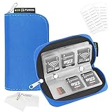 Eco-Fused Memory Card Case - Fits up to 22x SD, SDHC, Micro SD, Mini SD and 4X CF - Holder with 22 Slots (Blue / 22 Slots - 1 Pack)