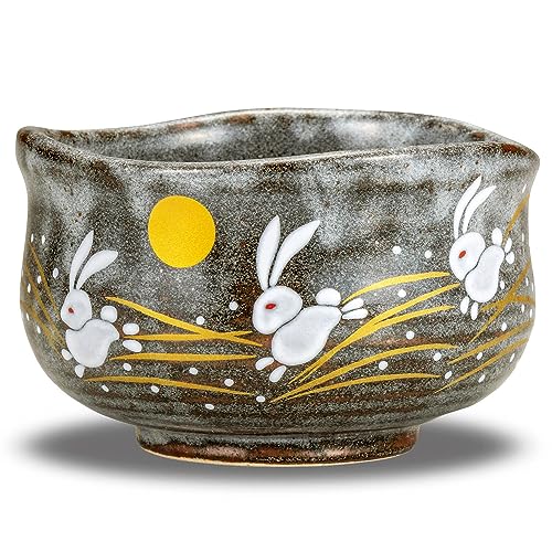 Japanese Matcha Bowl Rabbit KUTANI YAKI(ware) by Kutani
