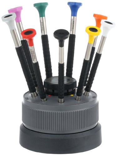 Bergeon 55-603 6899-S09 Rotating Stand with 9 Ergonomic Screwdrivers with Spare Blades Watch Repair Kit
