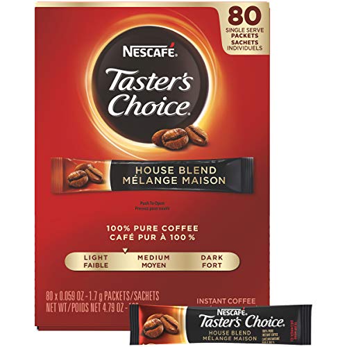 Nescafe Instant Coffee, Ground Coffee, Single Serve, Light Roast, Tasters Choice, 1.7 g Packets (Pack of 80)