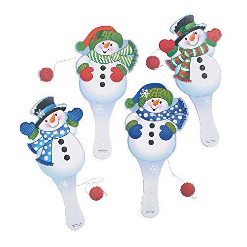 Book Cover Fun Express 12 Snowman Paddle Ball Games - Snowman Paddleball Games - Christmas Stocking Stuffers