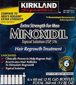 KIRKLAND Signature Minoxidil 5% Extra Strength Hair Regrowth for Men, 2 Fl Oz, 6 Count