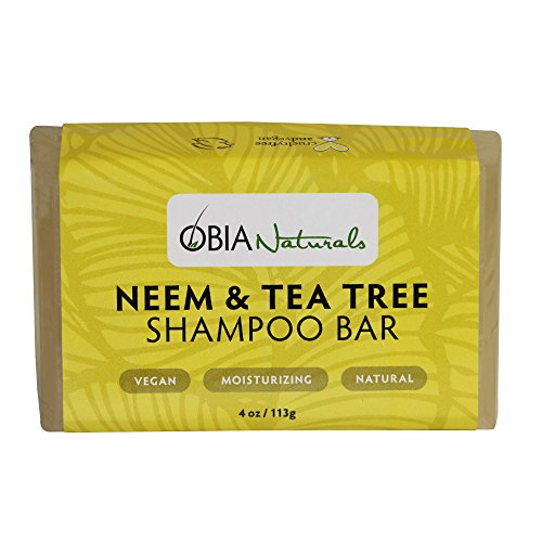 OBIA Naturals Vegan Lush Solid Shampoo Bar Neem Tea Tree Sulfate-Free Cleansing Wash For Hair, 4 Ounce